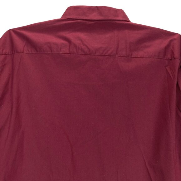 Alex Vando Men's Shirt XXL Long Sleeve Pattern Collar Cuffs Button Up Burgundy - Picture 4 of 9